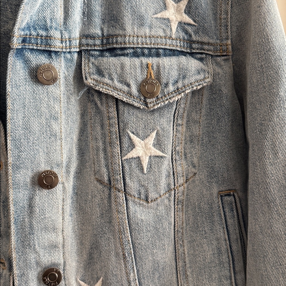 Pistola Star-Patterned Jean Jacket - Light Blue - Picture 4 of 4